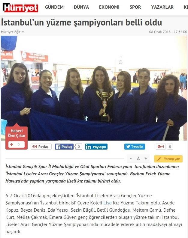 Çevre High School Girls Swimming team won a championship once again.